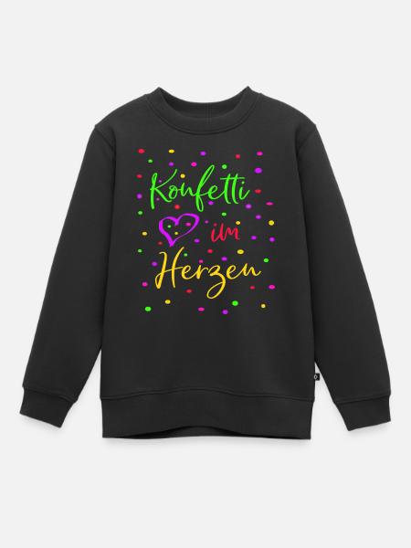 Karneval Fasching Konfetti im Herzen - Kinder Premium Organic Sweatshirt - Schwarz