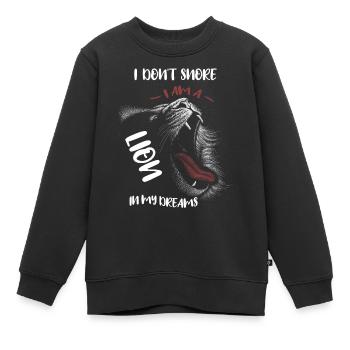 Ronflement drôle disant que je ne ronfle pas le lion - Sweat Premium enfant bio - noir - Devant - AI Model Kid Female (0cm)