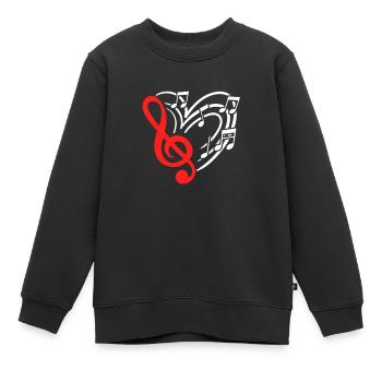 Musikalisches Herz mit Musiknoten Valentinstag Geschenk - Kinder Premium Organic Sweatshirt - Schwarz - Vorne - AI Model Kid Female (0cm)