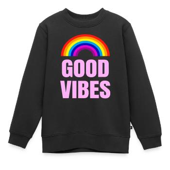 Bonnes vibrations - Sweat Premium enfant bio - noir - Devant - AI Model Kid Female (0cm)