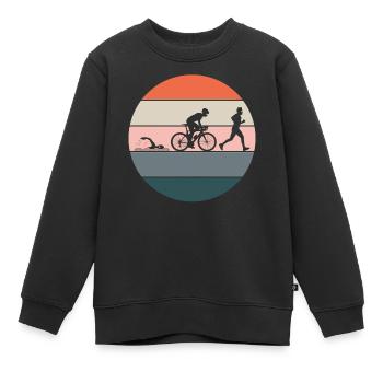 Triathlon endurance sports all around retro gift - Kids Premium Organic Sweatshirt - black - Front - AI Model Kid Female (0cm)