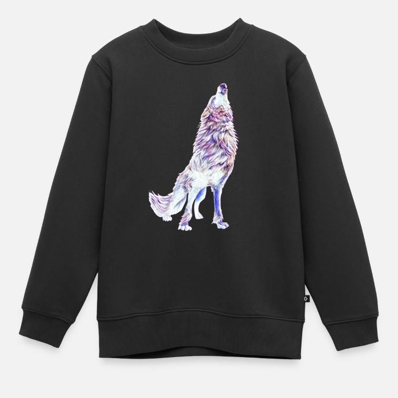 Wolf - Kinder Premium Organic Sweatshirt - Schwarz