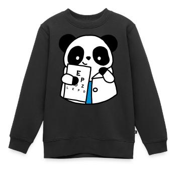 Panda optique ophtalmologiste - Sweat Premium enfant bio - noir - Devant - AI Model Kid Female (0cm)