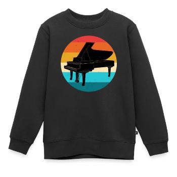Piano - Sweat Premium enfant bio - noir - Devant - AI Model Kid Female (0cm)