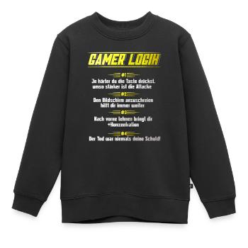 Gamer Logik Lustiger Gaming Spruch für Zocker - Kinder Premium Organic Sweatshirt - Schwarz - Vorne - AI Model Kid Female (0cm)