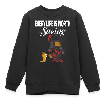 Jedes Leben ist es wert, gerettet zu werden - Kinder Premium Organic Sweatshirt - Schwarz - Vorne - AI Model Kid Female (0cm)