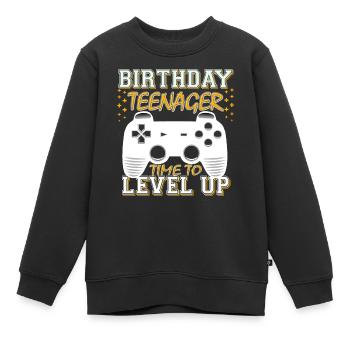 Anniversaire de l’adolescence niveau up jeu vidéo anniversaire - Sweat Premium enfant bio - noir - Devant - AI Model Kid Female (0cm)