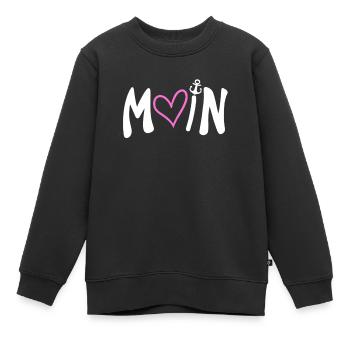 Moin Herz Anker Plattdeutsch - Kinder Premium Organic Sweatshirt - Schwarz - Vorne - AI Model Kid Female (0cm)