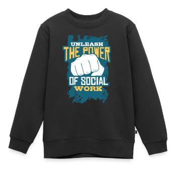 Travailleurs sociaux - Sweat Premium enfant bio - noir - Devant - AI Model Kid Female (0cm)