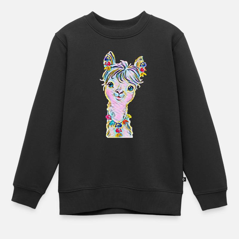 Lama - Kinder Premium Organic Sweatshirt - Schwarz