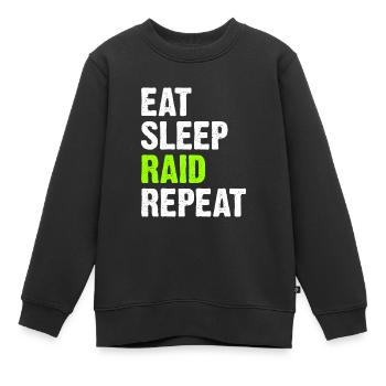 Eat Sleep Raid Repeat - Sweat Premium enfant bio - noir - Devant - AI Model Kid Female (0cm)