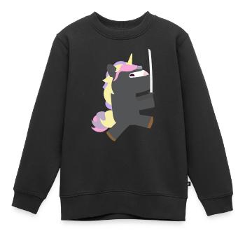 Ninja Einhorn - Kinder Premium Organic Sweatshirt - Schwarz - Vorne - AI Model Kid Female (0cm)