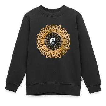 Yin Yang - Sweat Premium enfant bio - noir - Devant - AI Model Kid Female (0cm)