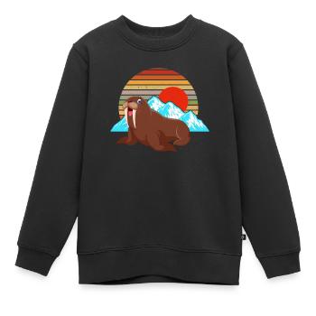 Walross - Kinder Premium Organic Sweatshirt - Schwarz - Vorne - AI Model Kid Female (0cm)