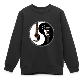 Ying Yang guitare e-guitare guitaristes & musiciens - Sweat Premium enfant bio - noir - Devant - AI Model Kid Female (0cm)