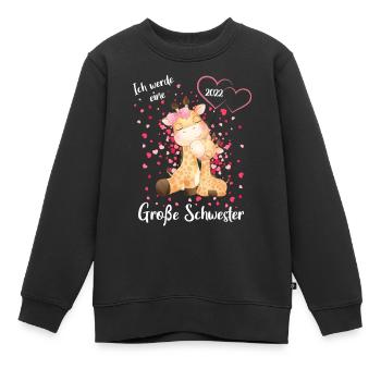Annoncer la progéniture Je serai une grande sœur 2022 - Sweat Premium enfant bio - noir - Devant - AI Model Kid Female (0cm)