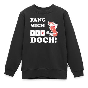 Doppelkopf Fang mich doch Fuchs Schafkopf Geschenk - Kinder Premium Organic Sweatshirt - Schwarz - Vorne - AI Model Kid Female (0cm)