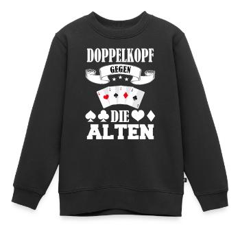 Doppelkopf Schafkopf Kartenspiel Stammtisch Alten - Kinder Premium Organic Sweatshirt - Schwarz - Vorne - AI Model Kid Female (0cm)