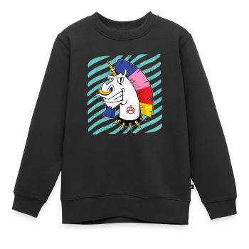 Einhorn Punk Circle-A Anarchie Symbol - Kinder Premium Organic Sweatshirt - Schwarz - Vorne - AI Model Kid Female (0cm)