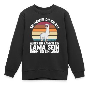 Lama - Kinder Premium Organic Sweatshirt - Schwarz - Vorne - AI Model Kid Female (0cm)