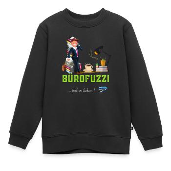BüroFuzzi - Kinder Premium Organic Sweatshirt - Schwarz - Vorne - AI Model Kid Female (0cm)