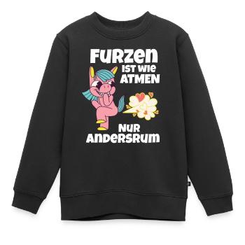 lustiges einhorn furz - Kinder Premium Organic Sweatshirt - Schwarz - Vorne - AI Model Kid Female (0cm)