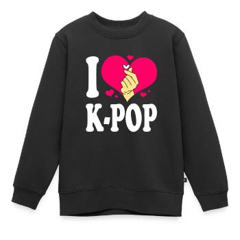 K-Pop - Kids Premium Organic Sweatshirt - black - Front - AI Model Kid Female (0cm)