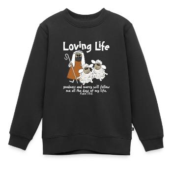Moutons chrétiens de conception avec leur bon berger - Sweat Premium enfant bio - noir - Devant - AI Model Kid Female (0cm)