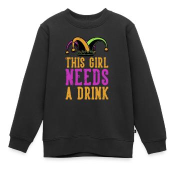 dieses Mädchen braucht einen Drink - Kinder Premium Organic Sweatshirt - Schwarz - Vorne - AI Model Kid Female (0cm)