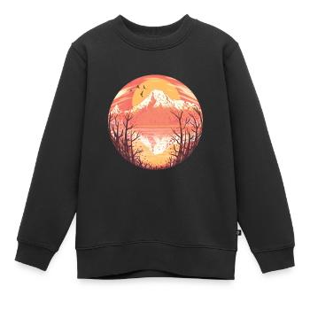 Vulkan Sonnenaufgang Sonnenuntergang See Panorama - Kinder Premium Organic Sweatshirt - Schwarz - Vorne - AI Model Kid Female (0cm)