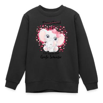 Ich werde große Schwester 2022 Geschenk Elefant - Kinder Premium Organic Sweatshirt - Schwarz - Vorne - AI Model Kid Female (0cm)