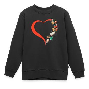 Lire le livre Littérature Books Heart - Sweat Premium enfant bio - noir - Devant - AI Model Kid Female (0cm)