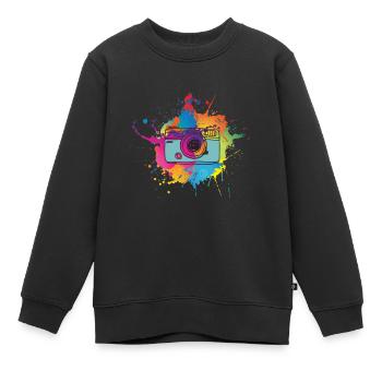 Photographie photo photographe coloré photo appareil photo - Sweat Premium enfant bio - noir - Devant - AI Model Kid Female (0cm)
