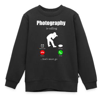 Fotograf Kamera Spiegelreflex Objektiv Foto Camera - Kinder Premium Organic Sweatshirt - Schwarz - Vorne - AI Model Kid Female (0cm)
