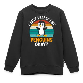 Pinguin Alarm T-shirt Geschenkidee - Kinder Premium Organic Sweatshirt - Schwarz - Vorne - AI Model Kid Female (0cm)