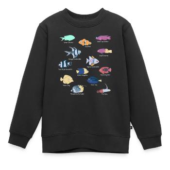 Poissons tropicaux d’aquarium d’eau salée - Sweat Premium enfant bio - noir - Devant - AI Model Kid Female (0cm)