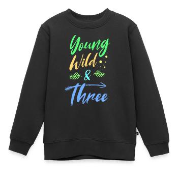 Young Wild & Three 3. Geburtstag Geschenk Kinder - Kinder Premium Organic Sweatshirt - Schwarz - Vorne - AI Model Kid Female (0cm)