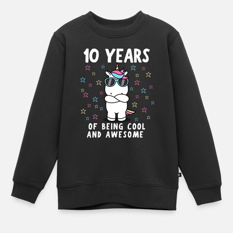 10e anniversaire 10 ans de licorne cool - Sweat Premium enfant bio - noir
