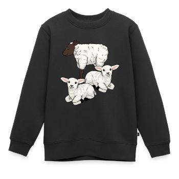 Sheep Sheep Ungulates Lamb Easter Mutton Herd - Kids Premium Organic Sweatshirt - black - Front - AI Model Kid Female (0cm)
