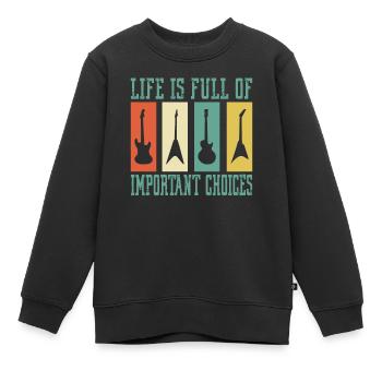 Guitare Guitar guitar guitar guitar player band drôle - Sweat Premium enfant bio - noir - Devant - AI Model Kid Female (0cm)