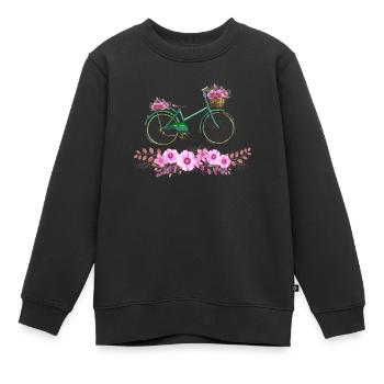 vélo fleurs roue fleur de couleur d’eau cadeau - Sweat Premium enfant bio - noir - Devant - AI Model Kid Female (0cm)