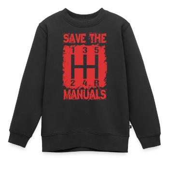 SAVE THE MANUALS KFZ Mechaniker Werkstatt Team - Kinder Premium Organic Sweatshirt - Schwarz - Vorne - AI Model Kid Female (0cm)