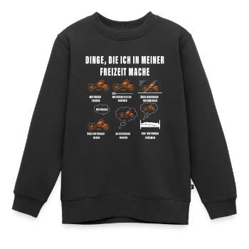 Dinge, die ich in meiner Freizeit mache Motorrad - Kinder Premium Organic Sweatshirt - Schwarz - Vorne - AI Model Kid Female (0cm)
