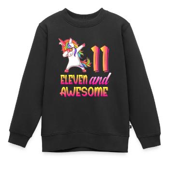 11th Birthday Girl Shirt Unicorn 11e anniversaire - Sweat Premium enfant bio - noir - Devant - AI Model Kid Female (0cm)