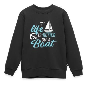 Better Life on a Boat Captain Marine Yacht Yacht - Sweat Premium enfant bio - noir - Devant - AI Model Kid Female (0cm)