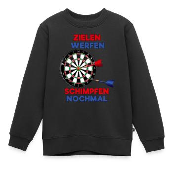 Zielen Schimpfen - Dart Spruch Lustiges Geschenk - Kinder Premium Organic Sweatshirt - Schwarz - Vorne - AI Model Kid Female (0cm)