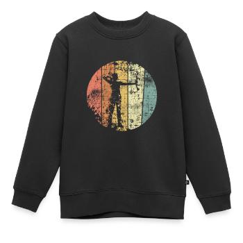 Bogenschießen vintage Pfeil und Bogen - Kinder Premium Organic Sweatshirt - Schwarz - Vorne - AI Model Kid Female (0cm)