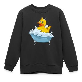 Canard de bain dans une baignoire - Sweat Premium enfant bio - noir - Devant - AI Model Kid Female (0cm)