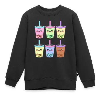 Bubble Tee Boba Tea - Kids Premium Organic Sweatshirt - black - Front - AI Model Kid Female (0cm)