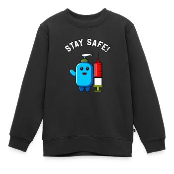 Reste en bonne santé désinfection piqûre seringue vaccination - Sweat Premium enfant bio - noir - Devant - AI Model Kid Female (0cm)